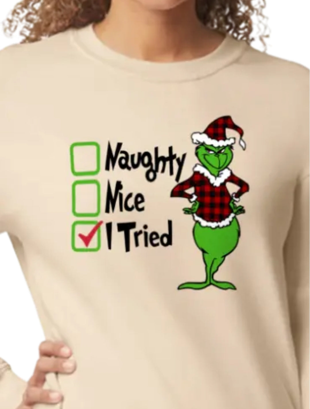 Naughty Nice I Tried Christmas Sweatshirt